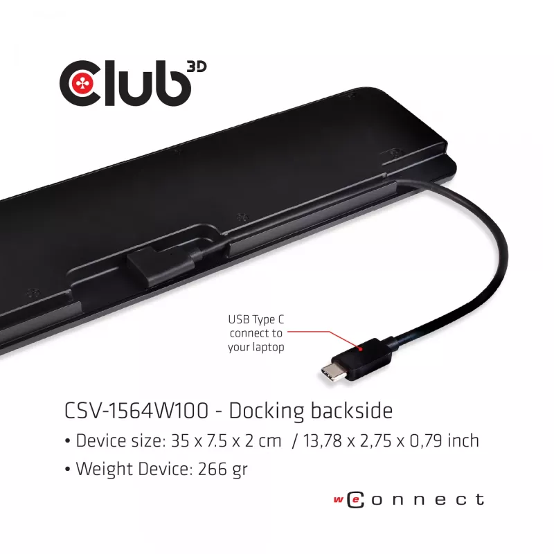 CLUB3D USB Type C 3.2 Gen1 Triple Display Dynamic PD Charging Dock 100W PD lādētāja dokstacija
