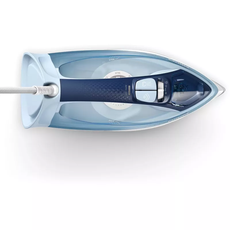 Tvaika gludeklis Philips DST5030/20 — 2400W, 0,32 L tvertne, SteamGlide Plus gludvirsma, 45 g/min nepārtraukts tvaiks, 180 g/min pastiprinājums, Zils