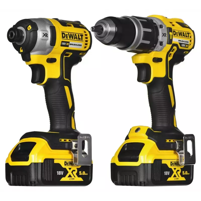 Bezvadu elektroinstrumentu kombinētais komplekts DeWalt DCK266P2T — 18V, 2×5.0Ah akumulatori, trieciengrieznis un kombinētais urbis, lādētājs, kaste