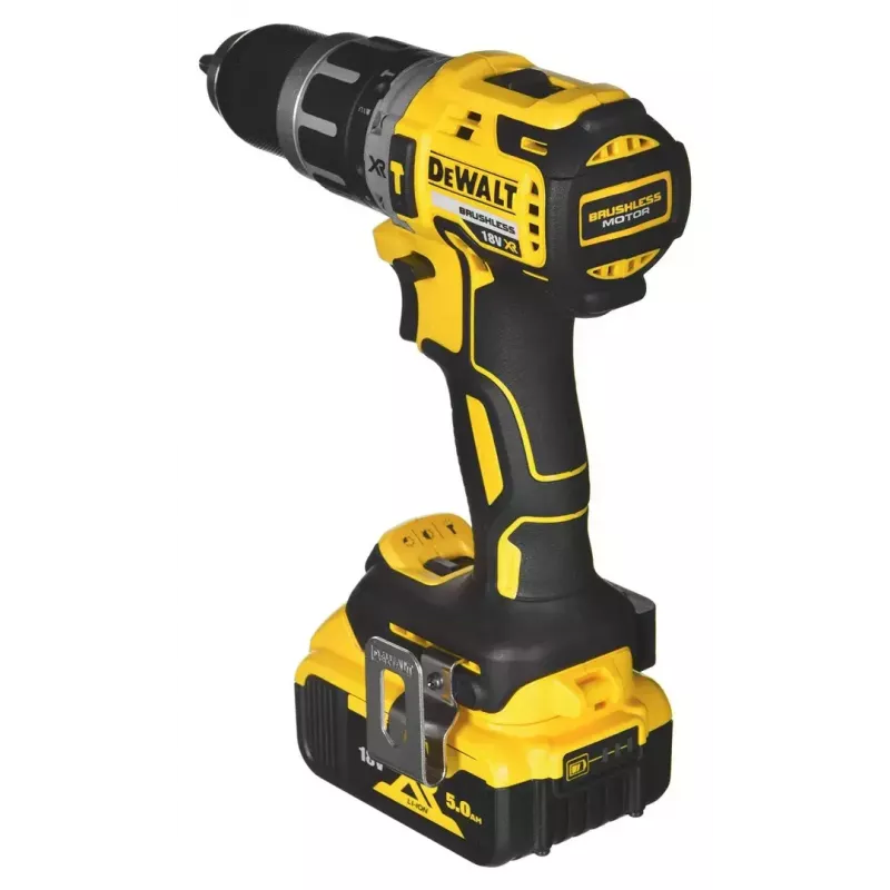 Bezvadu elektroinstrumentu kombinētais komplekts DeWalt DCK266P2T — 18V, 2×5.0Ah akumulatori, trieciengrieznis un kombinētais urbis, lādētājs, kaste