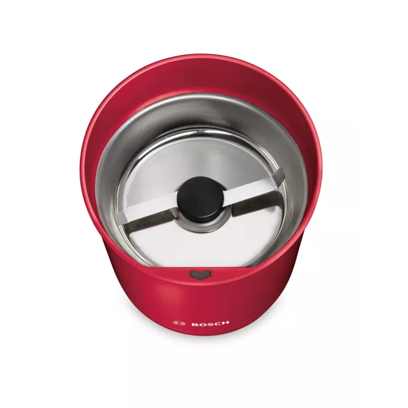 Asmeņu kafijas dzirnaviņas Bosch TSM6A014R, 75 g ietilpība, 180 W, nerūsējošā tērauda asmeņi, sarkanas
