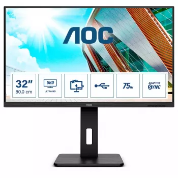 AOC P2 U32P2 datora monitors 80 cm (31,5 collas) 3840 x 2160 pikseļi 4K Ultra HD LED Melns