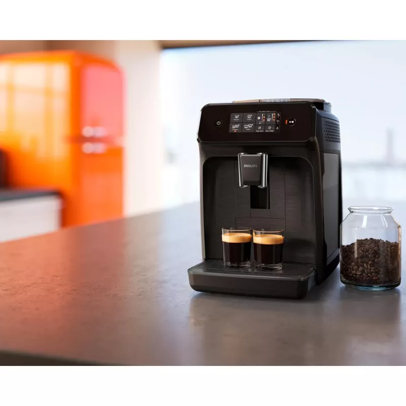 Espresso automāts Philips EP1200/00 — pilnībā automātisks, 1,8 L ūdens tvertne, 15 bāri, keramikas dzirnaviņas, 275 g pupiņu tvertne