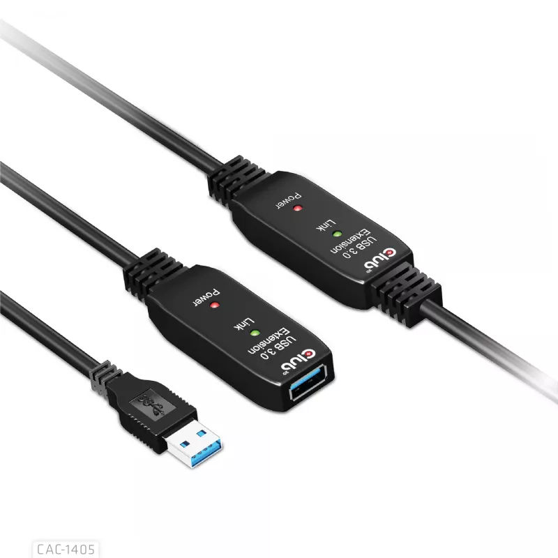 CLUB3D USB 3.2 Gen1 aktīvais atkārtotāja kabelis 10 m / 32.8ft M/F 28AWG