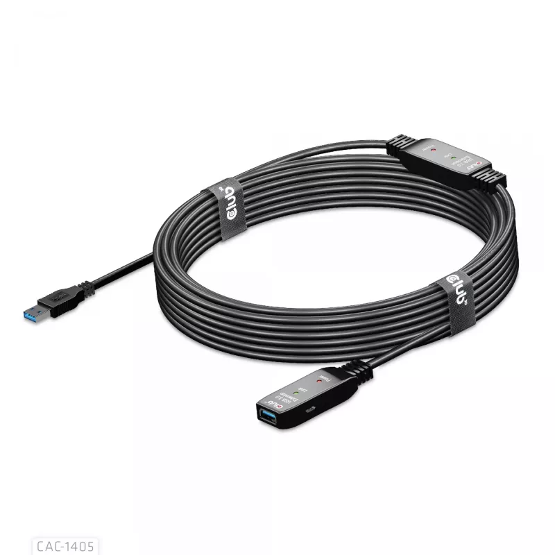 CLUB3D USB 3.2 Gen1 aktīvais atkārtotāja kabelis 10 m / 32.8ft M/F 28AWG