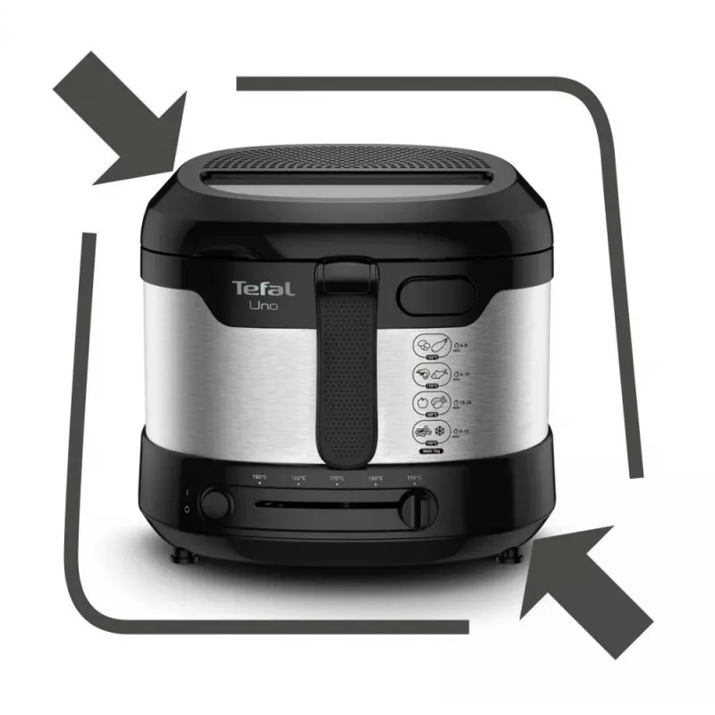 Tefal Uno FF215D Viena 1,8 L Brīvi stāvoša 1600 W Fritieris Melns, nerūsējošais tērauds