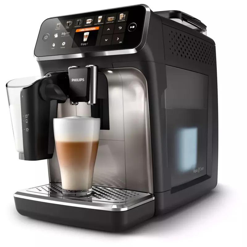Espresso automāts Philips EP5447/90 — pilnībā automātisks, 1,8 L ūdens tvertne, 275 g pupiņu tvertne, 15 bāri, 0,26 L piena tvertne