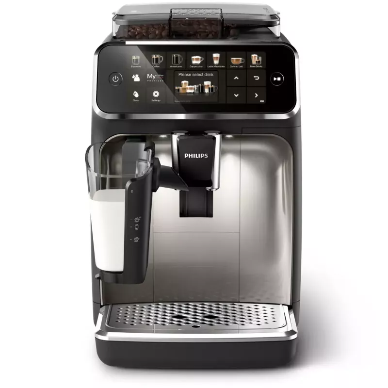 Espresso automāts Philips EP5447/90 — pilnībā automātisks, 1,8 L ūdens tvertne, 275 g pupiņu tvertne, 15 bāri, 0,26 L piena tvertne