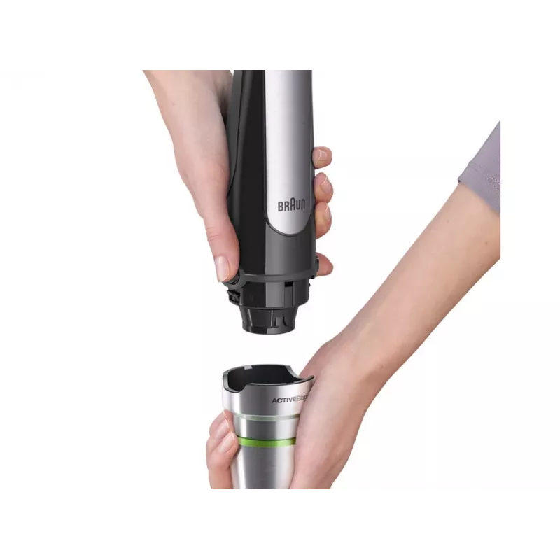 Braun MQ 7025X 0,6 L iegremdējamais blenderis 1000 W Melns, Nerūsējošais tērauds