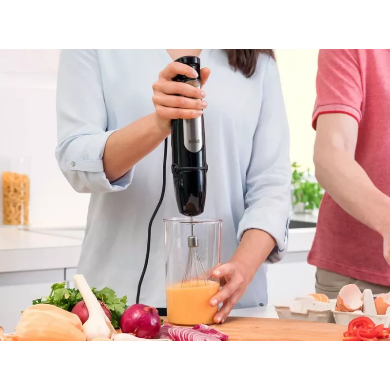 Braun MQ 7025X 0,6 L iegremdējamais blenderis 1000 W Melns, Nerūsējošais tērauds