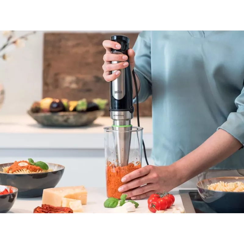 Braun MQ 7025X 0,6 L iegremdējamais blenderis 1000 W Melns, Nerūsējošais tērauds