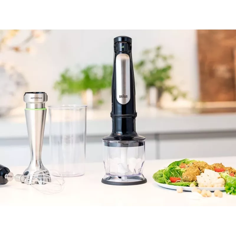 Braun MQ 7025X 0,6 L iegremdējamais blenderis 1000 W Melns, Nerūsējošais tērauds