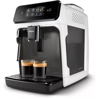 Espresso automāts Philips 1200 sērija EP1223/00 — 1,8 L ūdens tvertne, iebūvēta dzirnaviņa, 275 g pupiņu tvertne, 1500 W, balts