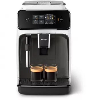 Espresso automāts Philips 1200 sērija EP1223/00 — 1,8 L ūdens tvertne, iebūvēta dzirnaviņa, 275 g pupiņu tvertne, 1500 W, balts