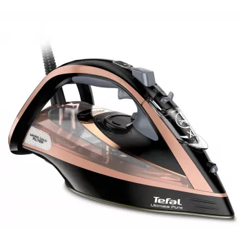 Tefal Ultimate Pure FV9845 tvaika gludeklis, 3200 W, Durilium AirGlide Autoclean pamatne, 60 g/min nepārtraukts tvaiks, 260 g/min tvaika trieciens, 350 ml tvertne, vertikālais tvaiks, melns/vara