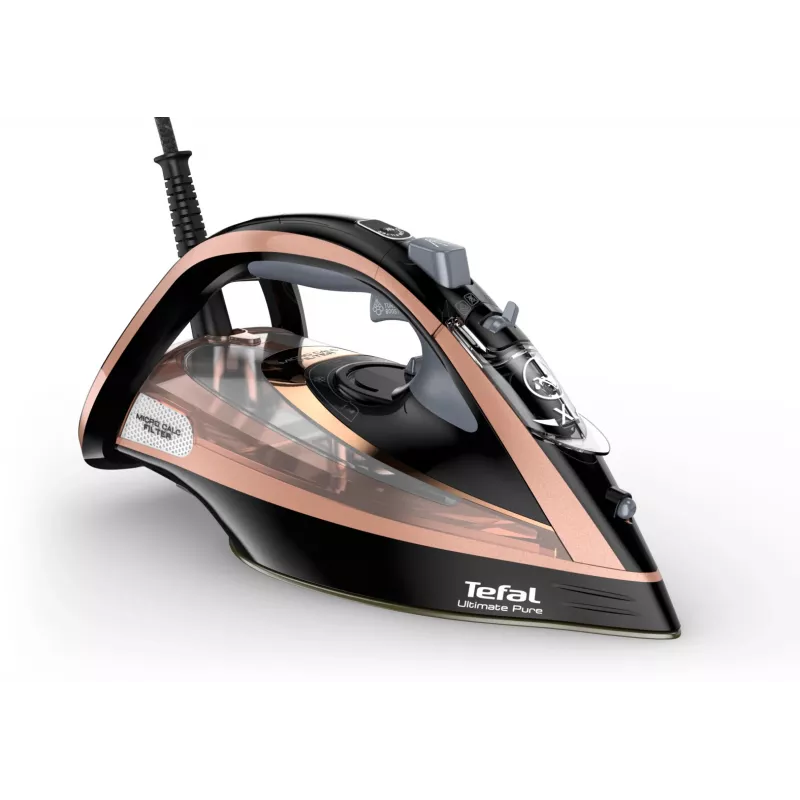 Tvaika gludeklis Tefal FV9845 — 3200 W, 60 g/min nepārtraukts tvaiks, 350 ml tvertne, vertikāls tvaiks, 1,45 kg, Melns/Varš