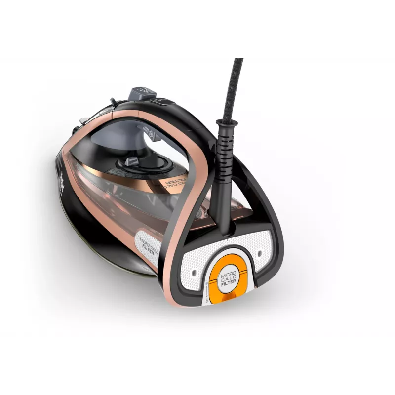 Tvaika gludeklis Tefal FV9845 — 3200 W, 60 g/min nepārtraukts tvaiks, 350 ml tvertne, vertikāls tvaiks, 1,45 kg, Melns/Varš
