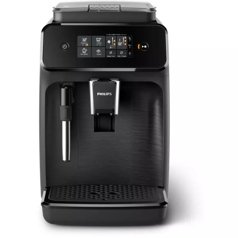 Espressa automāts Philips EP1220/00 — pilnībā automātisks, 1,8 L ūdens tvertne, 275 g pupiņu tvertne, 15 bāri, keramikas dzirnaviņas, 12 malšanas iestatījumi, melns