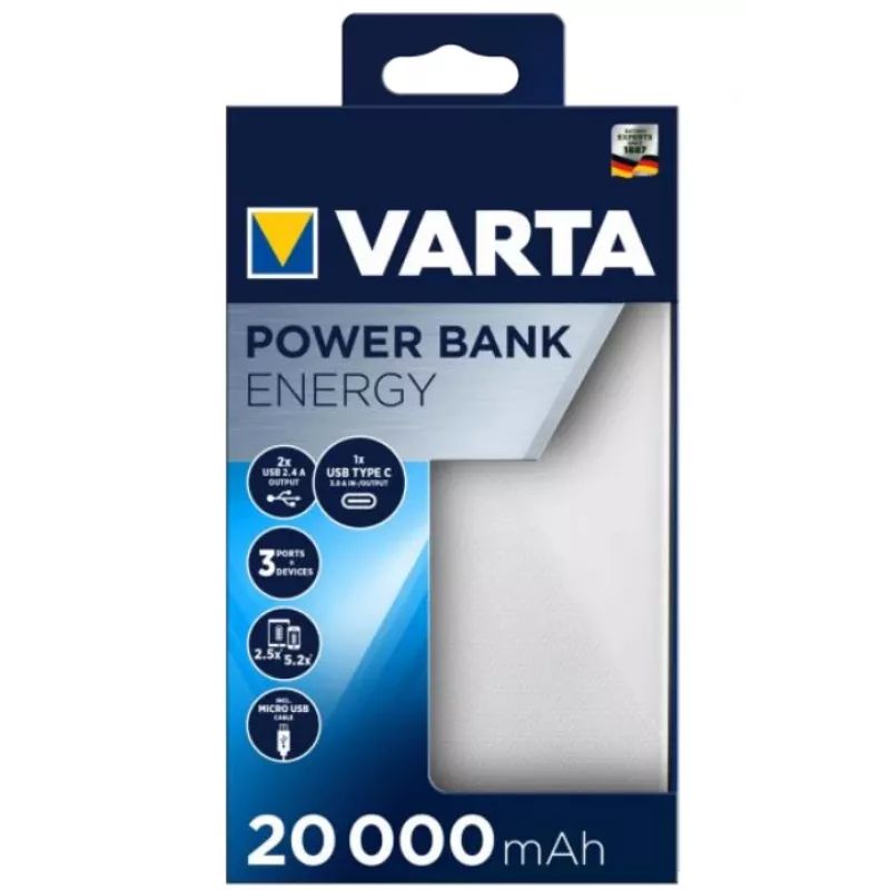 VARTA Power Bank Energy 20000 - 20000 mAh - 2 x USB A 1 x USB C