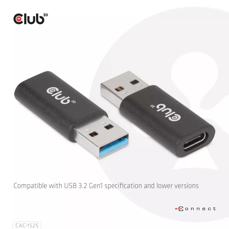 CLUB3D USB 3.2 Gen1 Tips A uz USB 3.2 Gen1 Type C adapters M/F