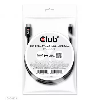 CLUB3D USB 3.2 Gen1 Type-C uz Micro USB kabelis M/M 1 m /3.28 pēdas