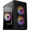 PC korpuss AEROCOOL CS107V2 Mini Tower — Melns, microATX/Mini-ITX, 2x120mm ventilatori, 1x3.5 collu + 2x2.5 collu nodalījumi