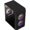 PC korpuss AEROCOOL CS107V2 Mini Tower — Melns, microATX/Mini-ITX, 2x120mm ventilatori, 1x3.5 collu + 2x2.5 collu nodalījumi