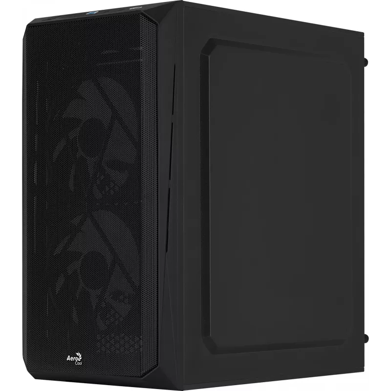 PC korpuss AEROCOOL CS107V2 Mini Tower — Melns, microATX/Mini-ITX, 2x120mm ventilatori, 1x3.5 collu + 2x2.5 collu nodalījumi