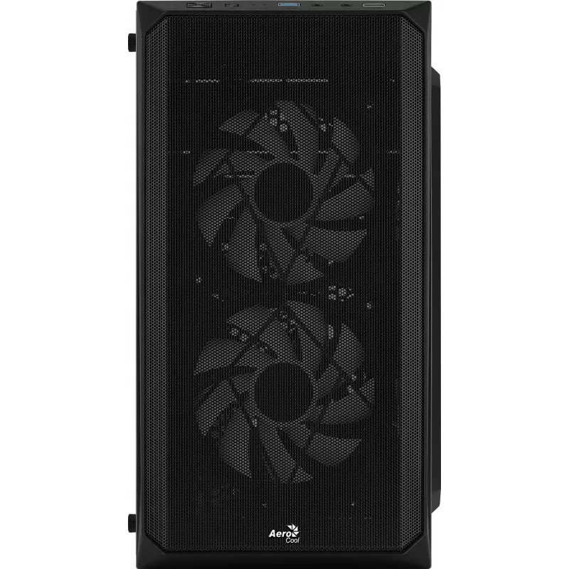 PC korpuss AEROCOOL CS107V2 Mini Tower — Melns, microATX/Mini-ITX, 2x120mm ventilatori, 1x3.5 collu + 2x2.5 collu nodalījumi