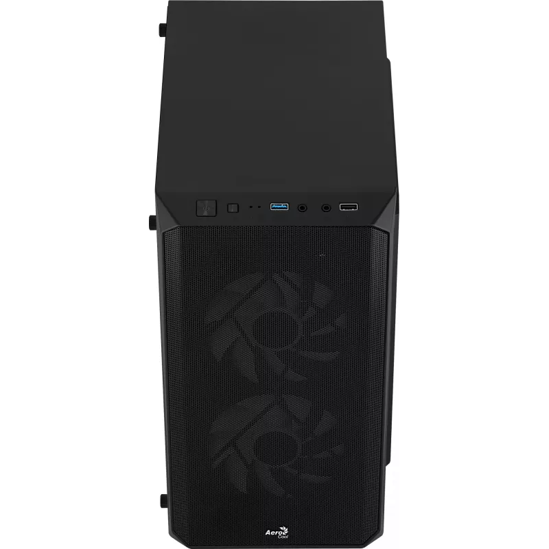 PC korpuss AEROCOOL CS107V2 Mini Tower — Melns, microATX/Mini-ITX, 2x120mm ventilatori, 1x3.5 collu + 2x2.5 collu nodalījumi