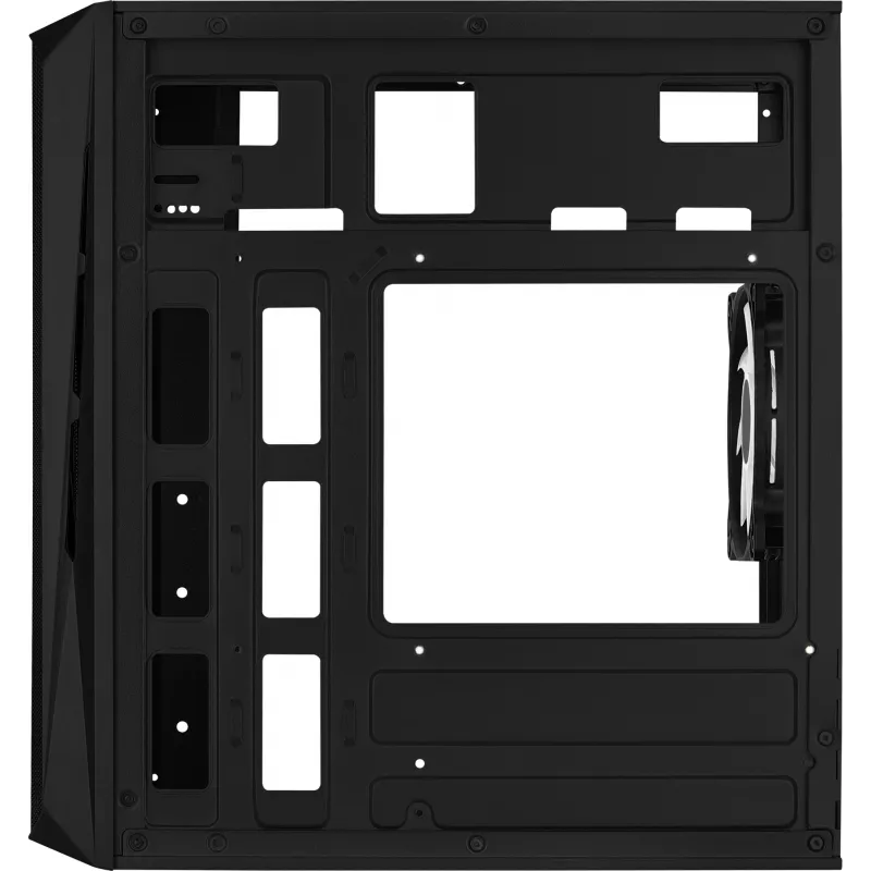 PC korpuss AEROCOOL CS107V2 Mini Tower — Melns, microATX/Mini-ITX, 2x120mm ventilatori, 1x3.5 collu + 2x2.5 collu nodalījumi