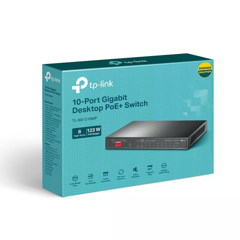 TP-Link TL-SG1210MP tīkla slēdzis Nepārvaldāms Gigabit Ethernet (10/100/1000) Power over Ethernet (PoE) Melns