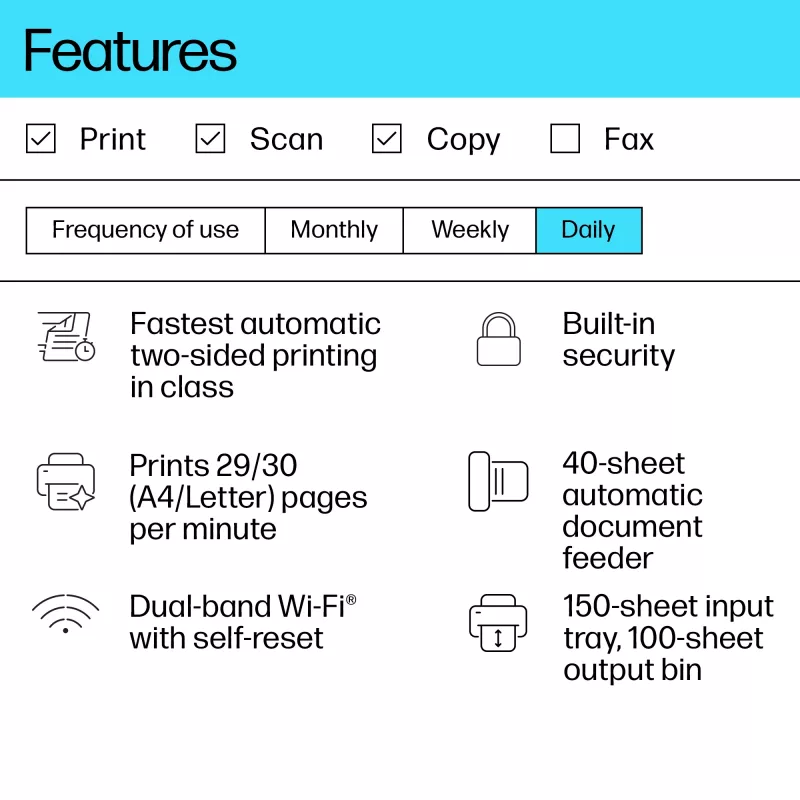 Daudzfunkciju lāzerprinteris HP LaserJet MFP M234sdw — Melnbalts A4, 29 lpp/min, Divpusējā druka, Wi‑Fi, Ethernet