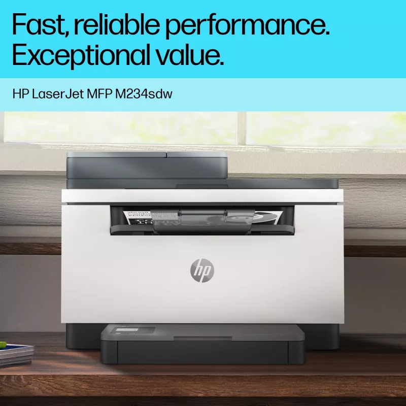 Daudzfunkciju lāzerprinteris HP LaserJet MFP M234sdw — Melnbalts A4, 29 lpp/min, Divpusējā druka, Wi‑Fi, Ethernet