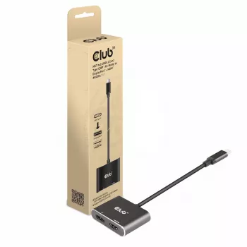 CLUB3D MST centrmezgls USB3.2 Gen2 Type-C(DP Alt-Mode) uz DisplayPort + HDMI 4K60Hz M/F