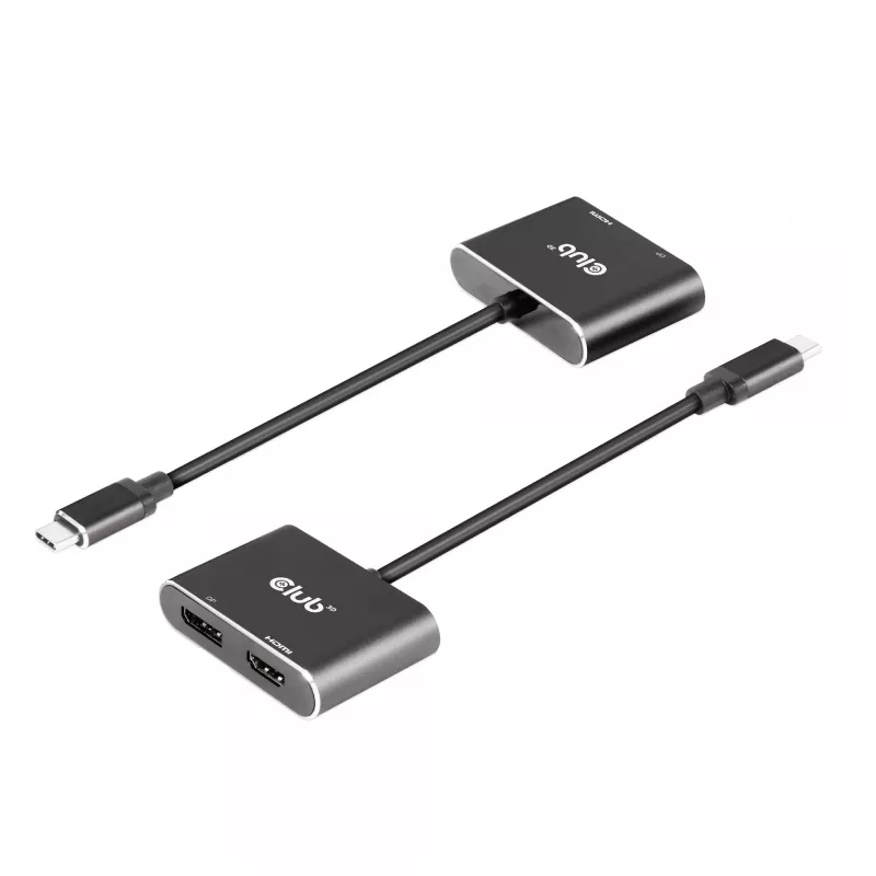 CLUB3D MST centrmezgls USB3.2 Gen2 Type-C(DP Alt-Mode) uz DisplayPort + HDMI 4K60Hz M/F