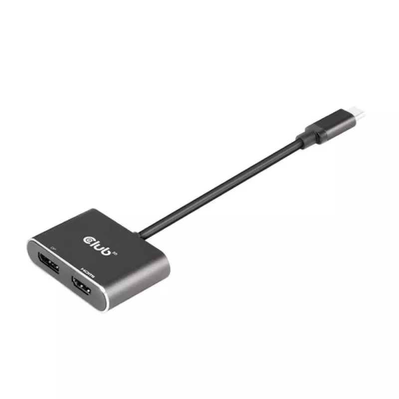 CLUB3D MST centrmezgls USB3.2 Gen2 Type-C(DP Alt-Mode) uz DisplayPort + HDMI 4K60Hz M/F