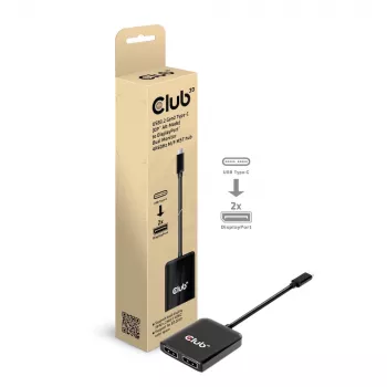 CLUB3D USB3.2 Gen2 Type-C(DP™ Alt-Mode) uz DisplayPort™ divu monitoru 4K60Hz M/F MST centrmezgls