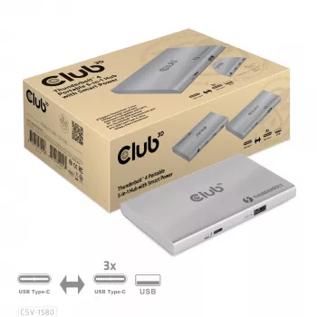 CLUB3D Certified Thunderbolt™4 Portable 5-in-1 Hub ar Smart Power