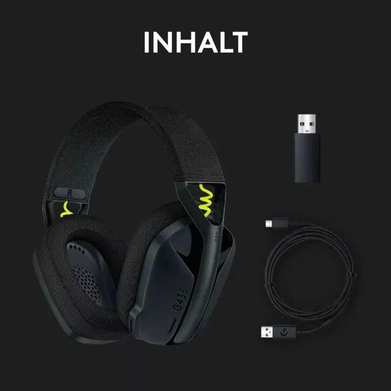 LOGITECH G435 Lightspeed Wireless Gaming Headset - Melns