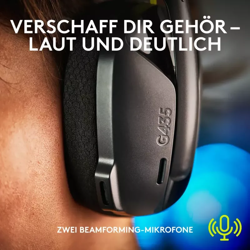 LOGITECH G435 Lightspeed Wireless Gaming Headset - Melns