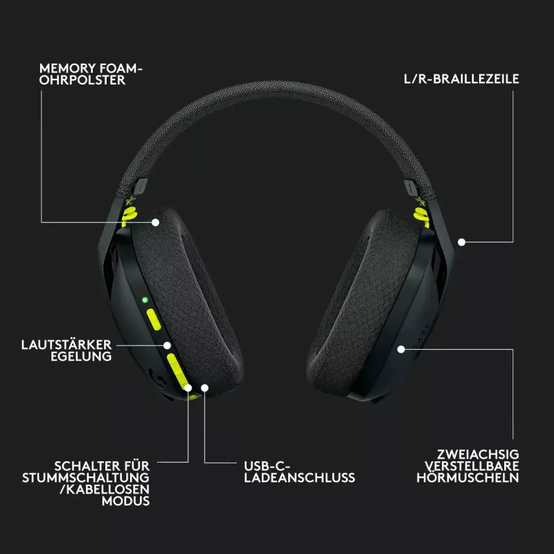 LOGITECH G435 Lightspeed Wireless Gaming Headset - Melns