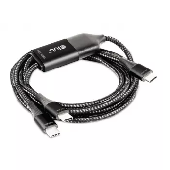 CLUB3D USB Type-C, Y uzlādes kabelis ar 2x USB Type-C, maks. 100W, 1,83m/6ft M/M