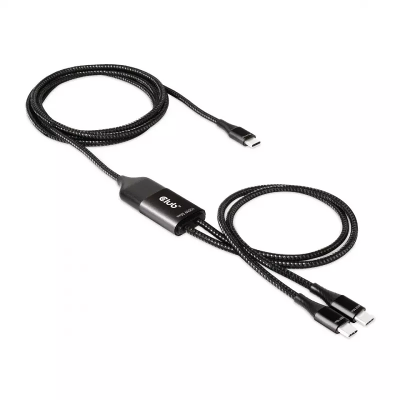 CLUB3D USB Type-C, Y uzlādes kabelis ar 2x USB Type-C, maks. 100W, 1,83m/6ft M/M