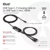 CLUB3D USB Type-C, Y uzlādes kabelis ar 2x USB Type-C, maks. 100W, 1,83m/6ft M/M
