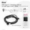 CLUB3D USB Type-C, Y uzlādes kabelis ar 2x USB Type-C, maks. 100W, 1,83m/6ft M/M
