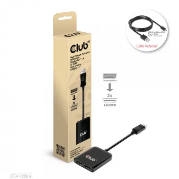 CLUB3D Multi Stream Transport (MST) centrmezgls DisplayPort 1.4–HDMI diviem 4K60Hz monitoriem M/F