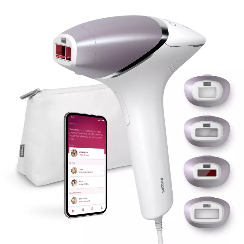 IPL matu noņemšanas ierīce Philips Lumea Prestige BRI947/00 ar sejas un ķermeņa uzgaļiem, 250000 zibšņu, ādas toņa sensors