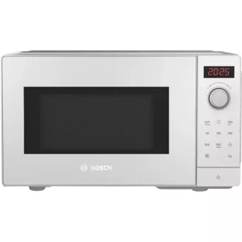 Solo mikroviļņu krāsns Bosch Serie 2 FFL023MW0 — 800 W, 20 L, 5 jaudas līmeņi, 270 mm pagrieziena galds, balta