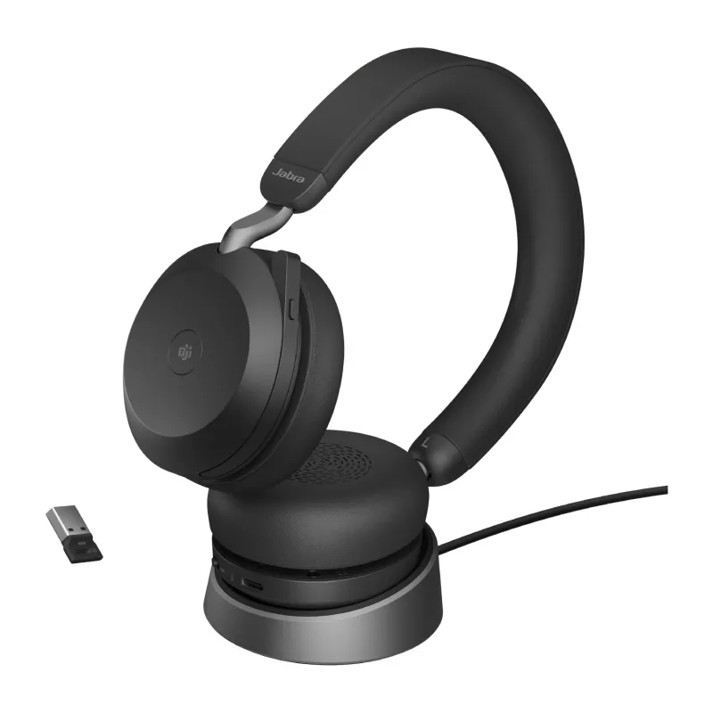 Jabra Evolve2 75 - USB-A MS Teams ar galda statīvu - Melns